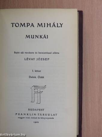 Tompa Mihály munkái I-IV.