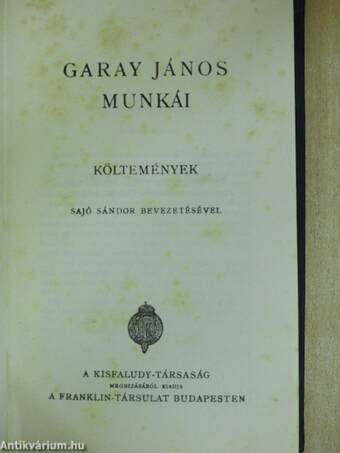 Garay János munkái