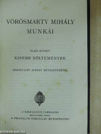 Vörösmarty Mihály munkái I.