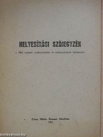 Helyesírási szójegyzék