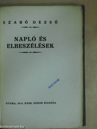 Napló és elbeszélések 