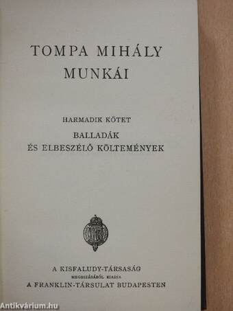 Tompa Mihály munkái III.