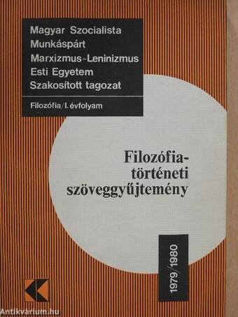 Filozófiatörténeti szöveggyűjtemény 1979-1980.