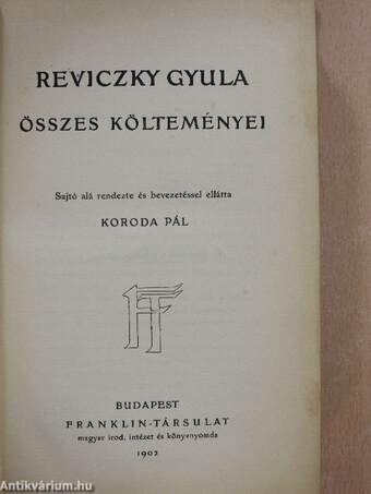 Reviczky Gyula összes költeményei