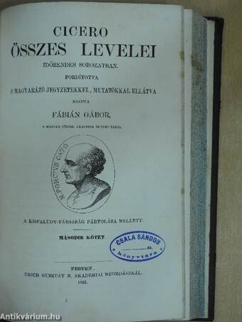 Cicero összes levelei időrendes sorozatban I-II.