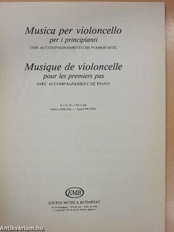 Musica per violoncello per i principianti/Musique de violoncelle pour les premiers pas