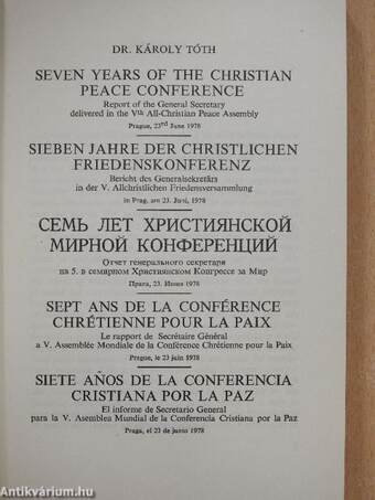 Seven years of the Christian Peace Conference/Sieben Jahre de Christlichen Friedenskonferenz/Siete anos de la Conferencia Cristiana por la Paz/Sept ans de la Conférence Chrétienne pour la Paix