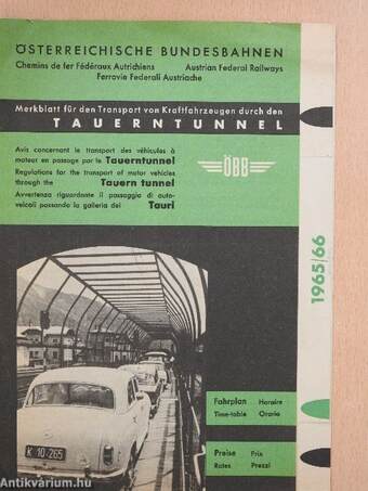 Merkblatt für den Transport von Kraftfahrzeugen durch den Tauerntunnel 1965/66