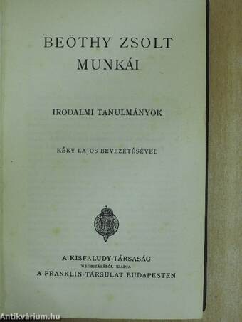 Beöthy Zsolt munkái 