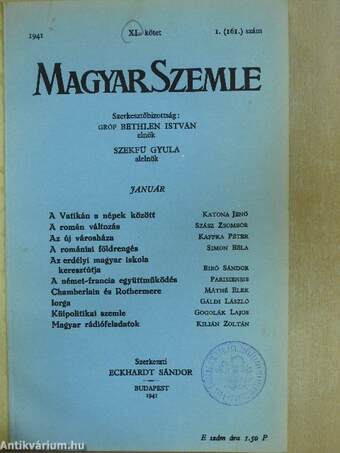 Magyar Szemle 1941. január-június (fél évfolyam)