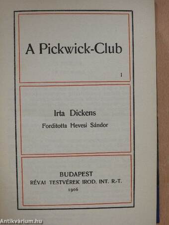 A Pickwick-Club I-II.