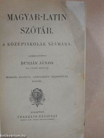 Magyar-latin szótár/Latin-magyar szótár I-II.