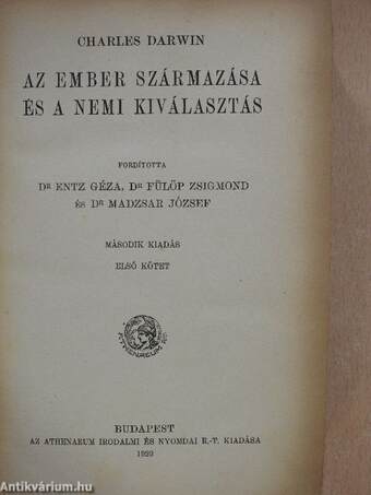 Az ember származása és a nemi kiválasztás I. (töredék)