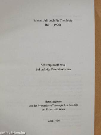 Wiener Jahrbuch für Theologie 1996.