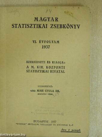 Magyar statisztikai zsebkönyv 1937.