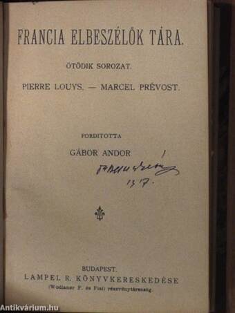 A gondolkozó gép/Francia elbeszélők tára V./Franczia elbeszélők tára II./Franczia elbeszélők tára