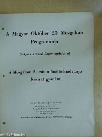 A Magyar Október 23 Mozgalom Programmja