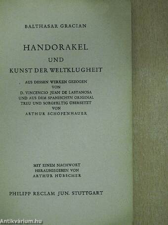 Handorakel und Kunst der Weltklugheit