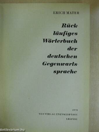 Rückläufiges Wörterbuch der deutschen Gegenwartssprache