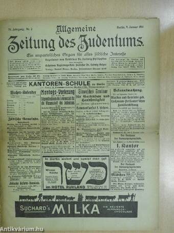Allgemeine Zeitung des Judentums 9. Januar 1914 (gótbetűs)