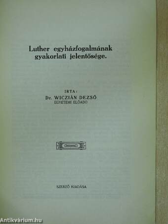 Luther egyházfogalmának gyakorlati jelentősége