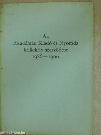 Az Akadémiai Kiadó és Nyomda kollektív szerződése