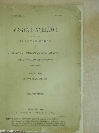 Magyar Nyelvőr 1896. január-december