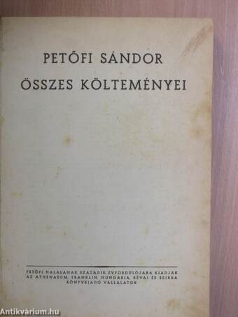 Petőfi Sándor összes költeményei