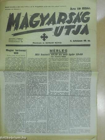 Magyarság utja 1939. december 22.