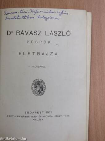 Dr. Ravasz László püspök életrajza