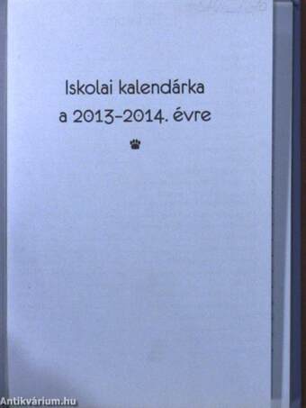 Iskolai kalendárka a 2013-2014. évre