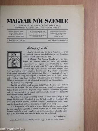 Magyar Női Szemle 1939. január-június