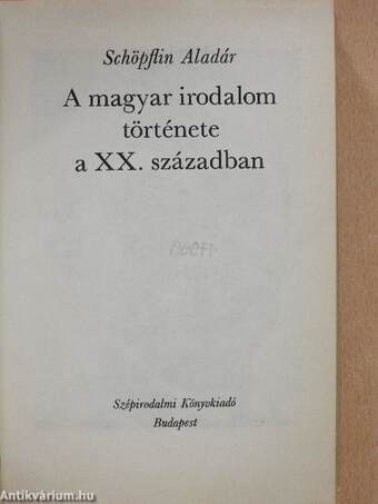 A magyar irodalom története a XX. században