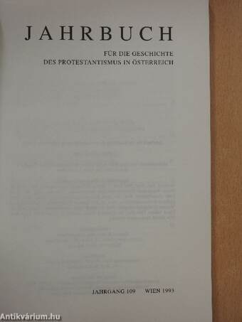 Jahrbuch für die Geschichte des Protestantismus in Österreich 1993