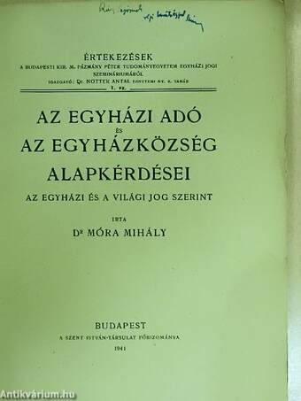 Az egyházi adó és az egyházközség alapkérdései