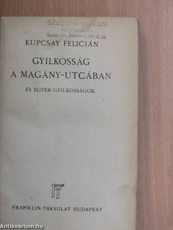 Gyilkosság a Magány-utcában