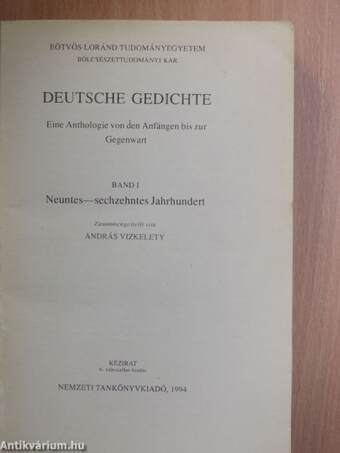 Deutsche Gedichte I.