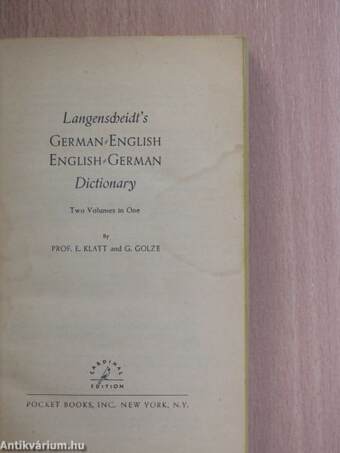 Langenscheidt's German-English/English-German Dictionary/Langenscheidts Deutsch-Englisches/English-Deutsches Wörterbuch