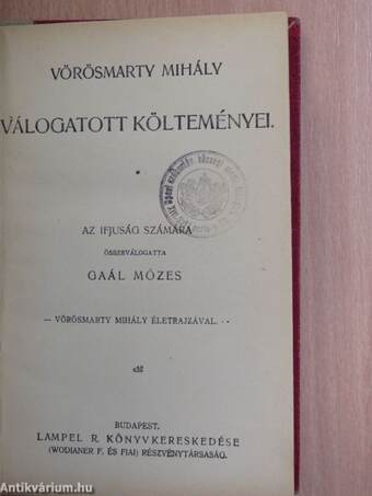 Vörösmarty Mihály válogatott költeményei