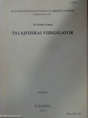 Talajfizikai vizsgálatok