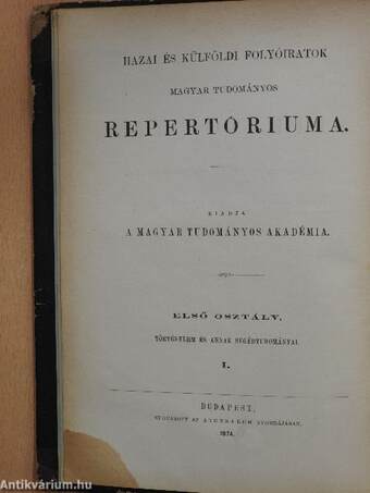 Hazai és külföldi folyóiratok magyar tudományos repertóriuma I. (töredék)
