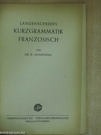 Langenscheidts Kurzgrammatik - Französisch