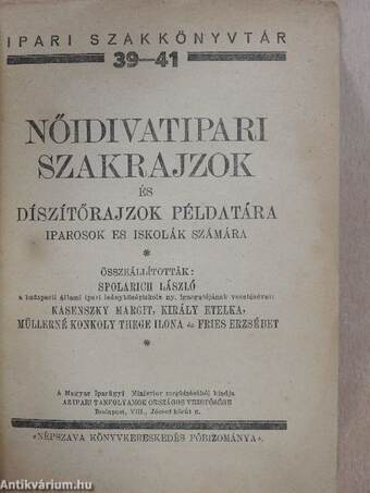 Női divatipari szakrajzok és díszítőrajzok példatára