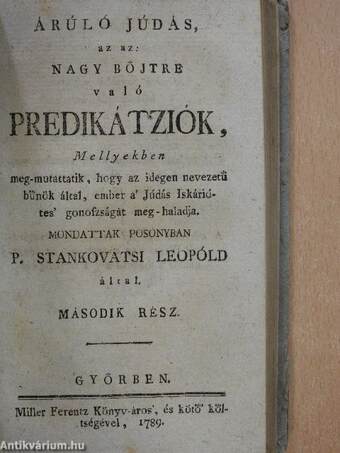 Ünnep-napokra-való predikátziók/Árúló Júdás, az az: nagy böjtre való predikátziók