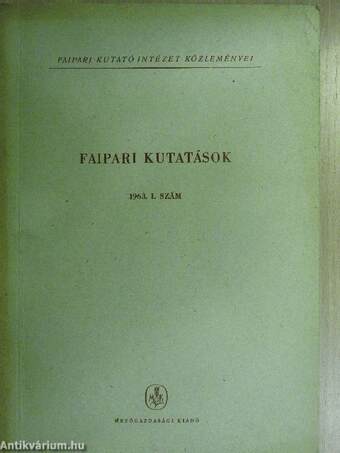 Faipari kutatások 1963/1.
