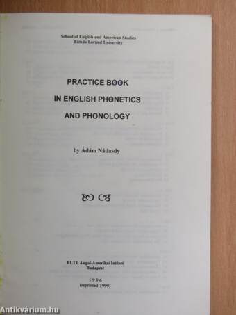 Practice Book in English Phonetics and Phonology