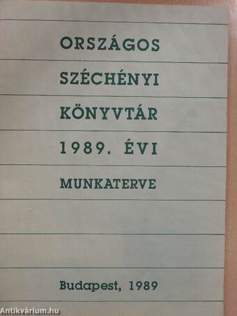 Az Országos Széchényi Könyvtár 1989. évi munkaterve