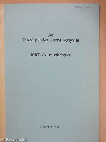 Az Országos Széchényi Könyvtár 1987. évi munkaterve