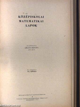 Középiskolai matematikai lapok 1952-1953. (fél évfolyamok)