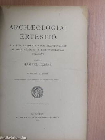 Archaeologiai Értesitő 1889. deczember 15.